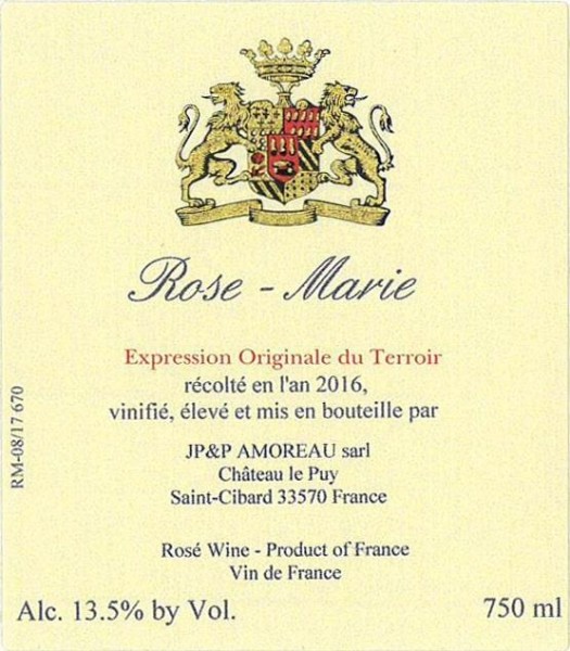 Chateau Le Puy Rose Marie 18 Passion Vines